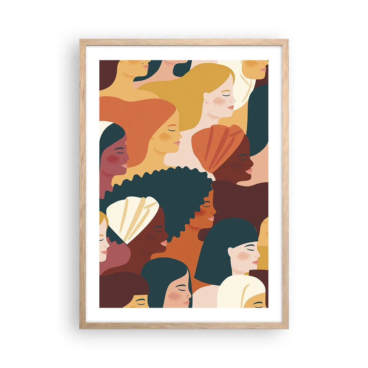 Poster in einem Rahmen aus heller Eiche - Nur Weiblichkeit - 50x70 cm