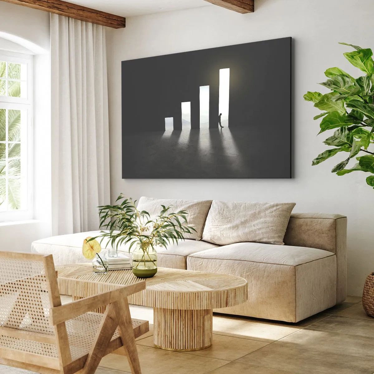 Bild auf Leinwand - Leinwandbild - Symbolisches Wachstum in Form von lichtdurchfluteten Passagen - 70x50cm - Erfolg –