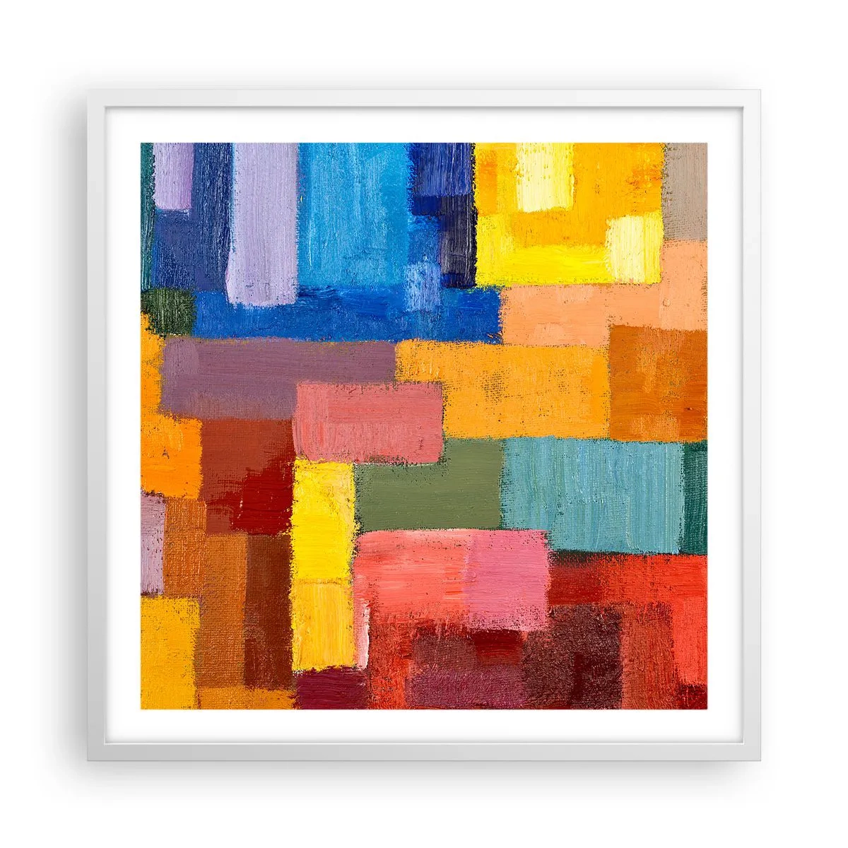 Poster in einem weißen Rahmen - Jeder ist anders, alle bunt - 60x60 cm