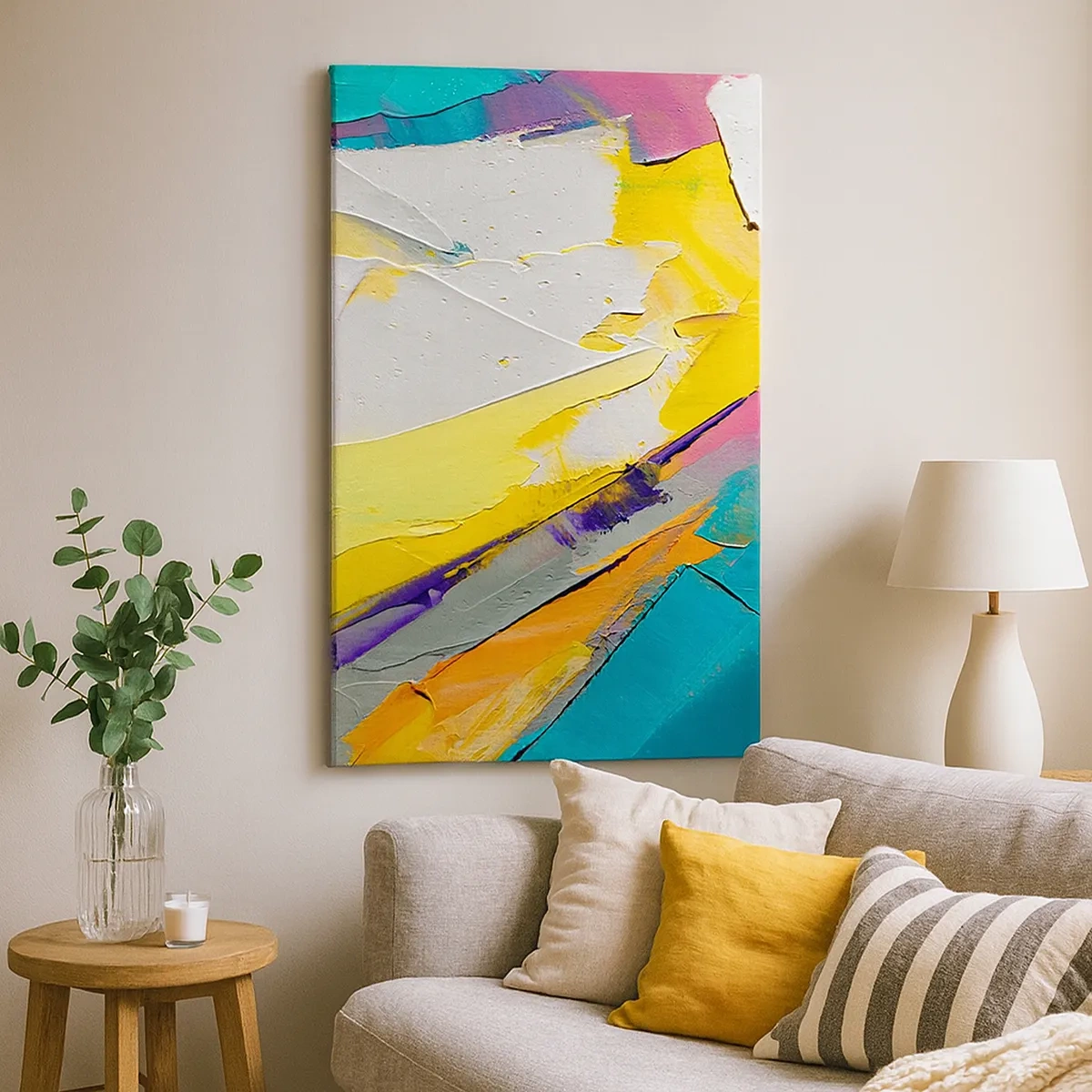 Bild auf Leinwand - Leinwandbild - Eine abstrakte Komposition in intensiven Farben - 50x70cm - Die Anatomie des Lichts - Moderne Wanddekoration für Wohnzimmer und Schlafzimmer ARTTOR