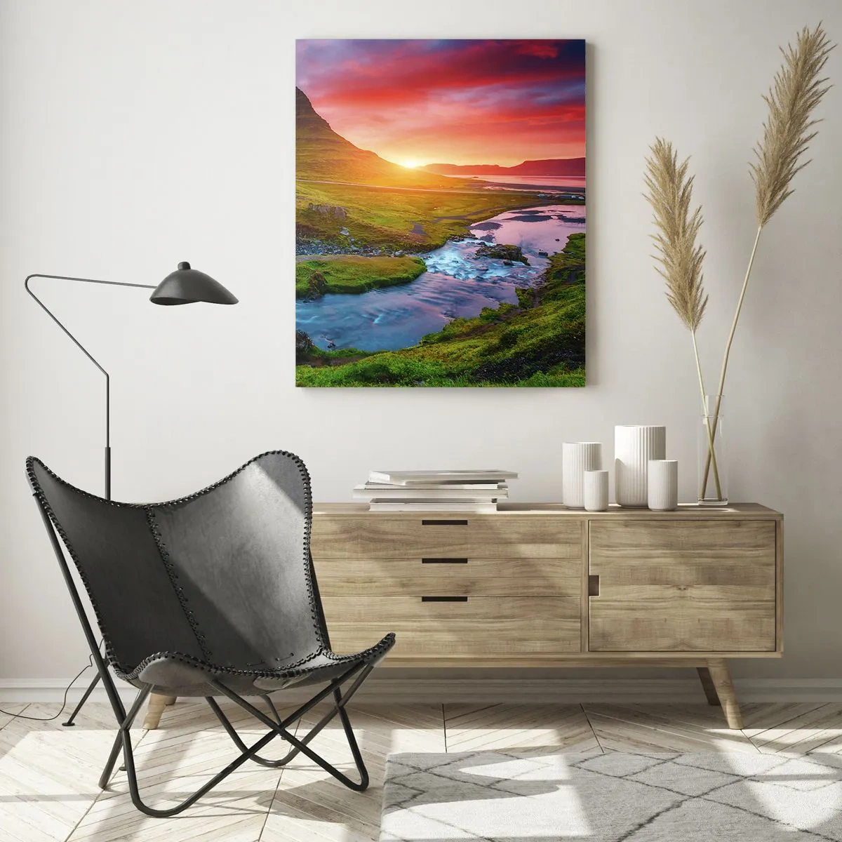 Glasbild - Bild auf glas - Island – Feuer und Wasser - 50x70cm - Island - Feuer und Wasser - Moderne Wanddekoration für Wohnzimmer und Schlafzimmer ARTTOR