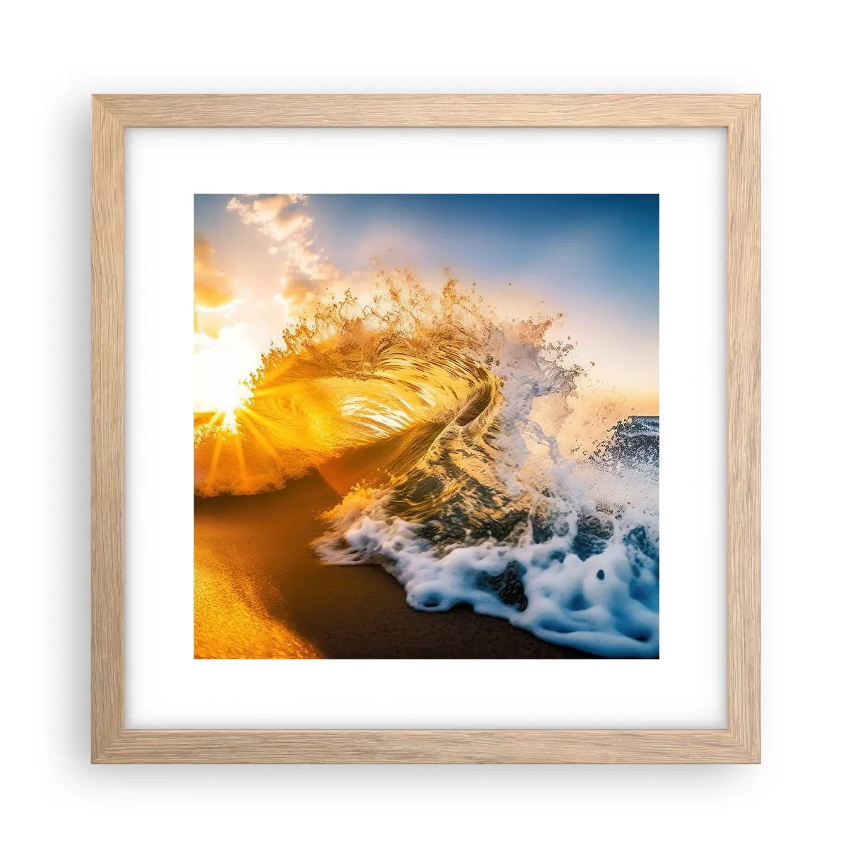 Poster in einem Rahmen aus heller Eiche - Spaß im Sand - 30x30 cm