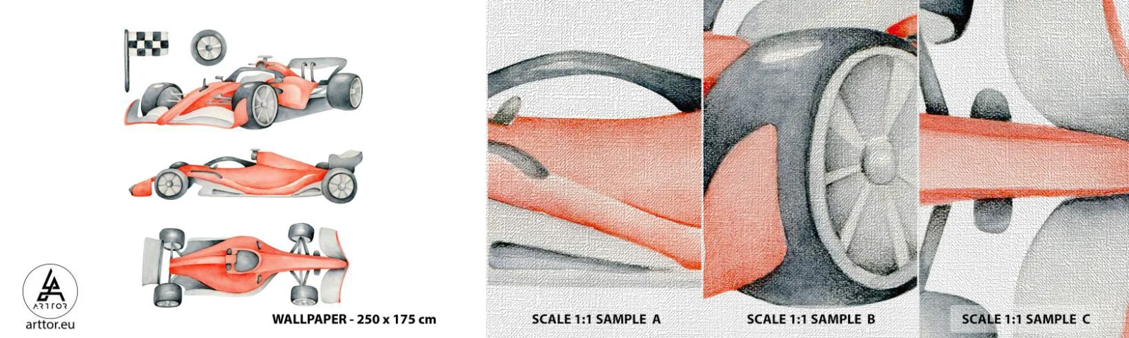 Fototapeten Muster Premium Canvas - Dem Traum folgen - Rennautos, Autos, Kinder - 100x30 cm
