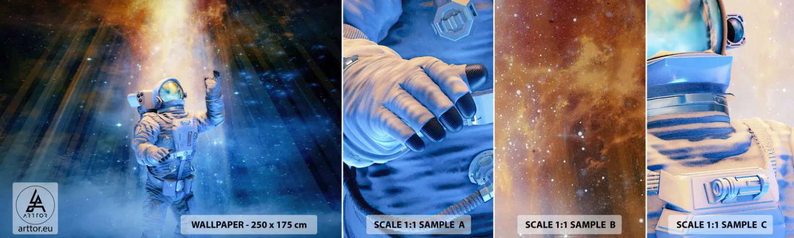 Fototapeten Muster Selbstklebend Deluxe Sticker - Endlich am Ende - Abstraktion, Astronaut, Kosmos - 100x30 cm