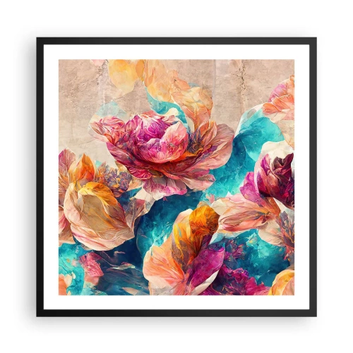 Poster in einem schwarzem Rahmen - Farbenpracht des Straußes - 60x60 cm