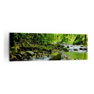 Bild auf Leinwand - Leinwandbild - Ein Bach in einem üppigen tropischen Wald - 160x50cm - Schwimmen Sie in einem Meer aus Grün - Moderne Wanddekoration für Wohnzimmer und Schlafzimmer ARTTOR