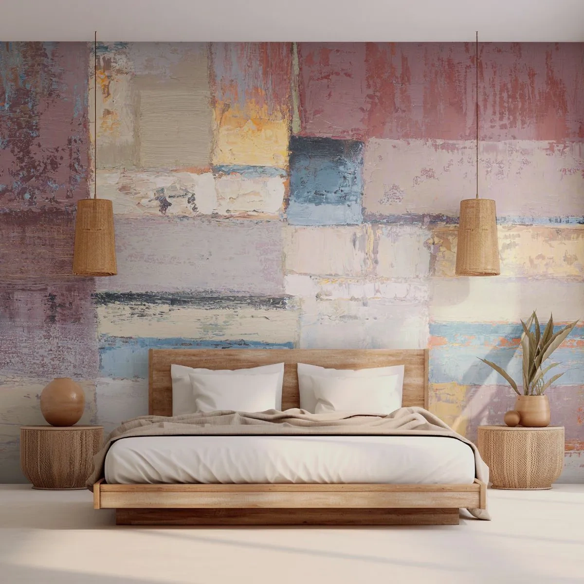 Fototapete Premium Sand - Ruhe der Geometrie - Abstraktion, Pastell, Minimalistisch - 200x140 cm