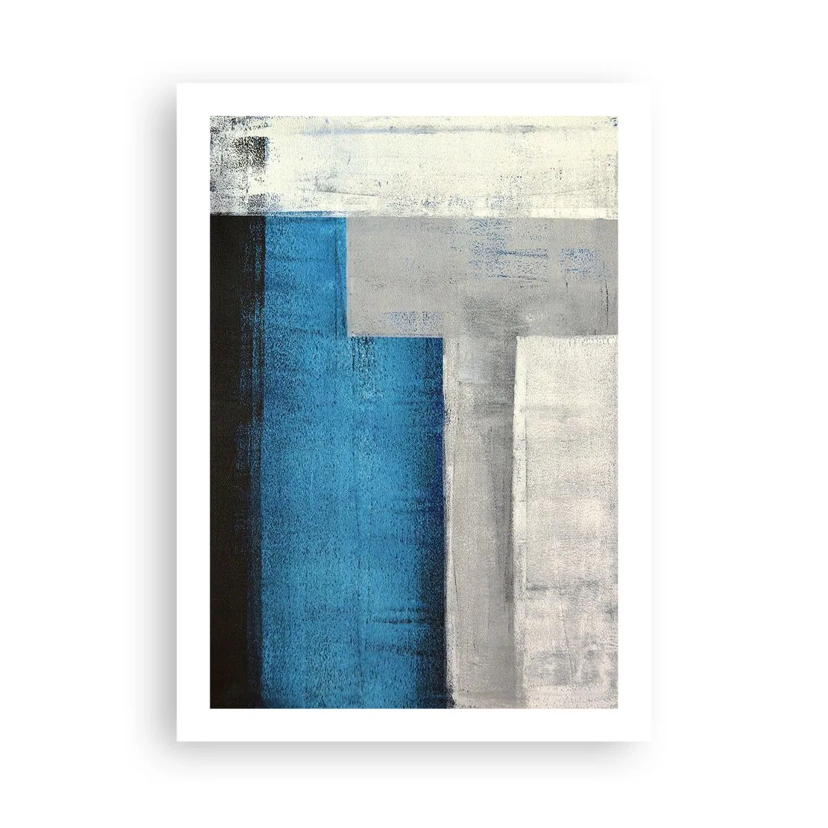 Poster - Geometrische Abstraktion in Blau- und Grautönen - 50x70cm - Poetische Komposition aus Grau und Blau - Moderne Wanddekoration für Wohnzimmer und Schlafzimmer ARTTOR