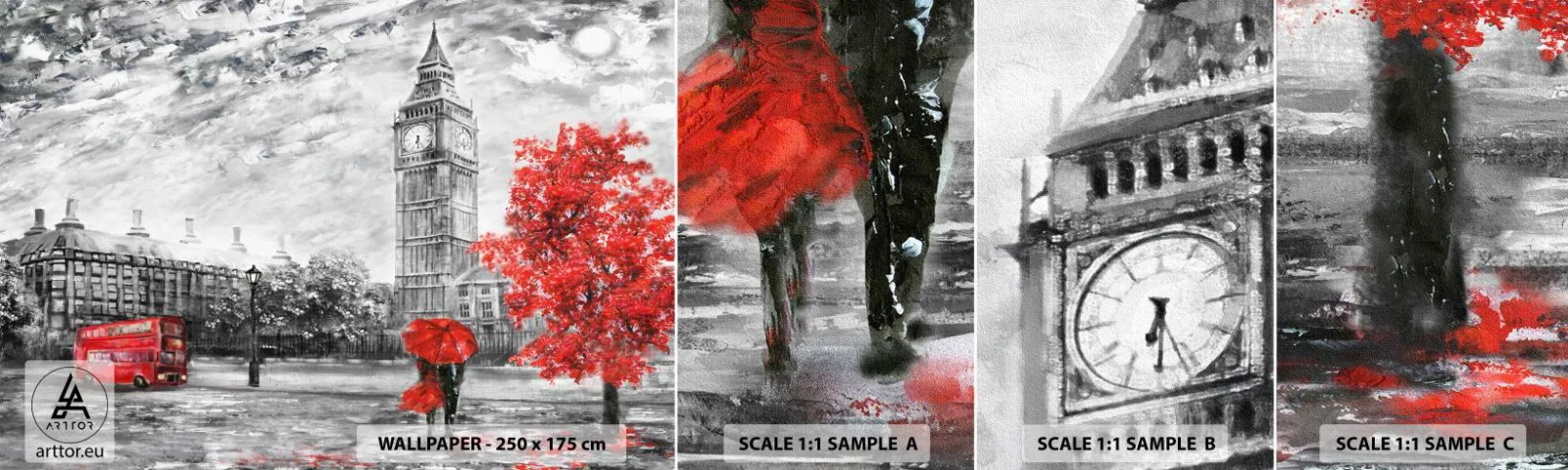 Fototapetenmuster Standard Eco - Ein aufregender Tag - Stadt, London, Die Architektur - 100x30 cm