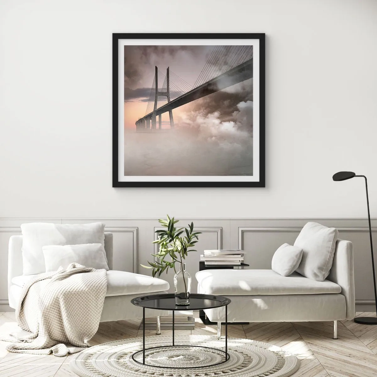 Poster in einem schwarzem Rahmen - Auf dem Fluss, den es nicht gibt - 30x30 cm