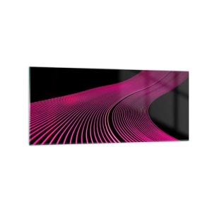 Glasbild - Bild auf glas - Futuristische Linien in Rosatönen auf schwarzem Hintergrund - 120x50cm - Allee des Lichts - Moderne Wanddekoration für Wohnzimmer und Schlafzimmer ARTTOR