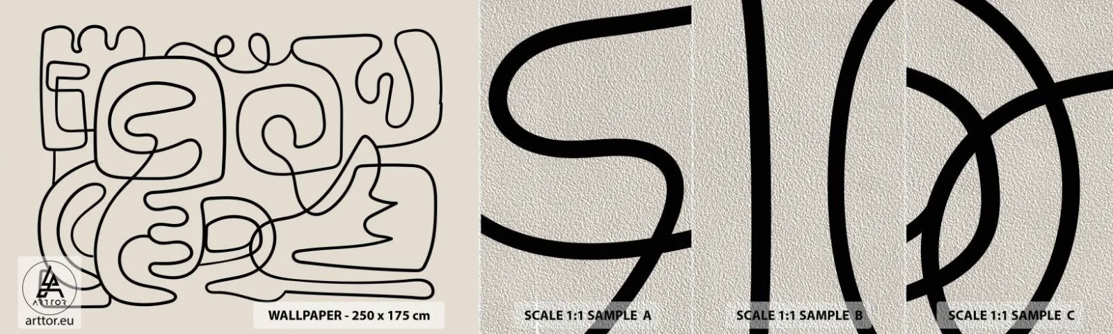 Fototapeten Muster Premium Sand - Folge der Spur - Abstraktion, Stück, Lineart - 100x30 cm