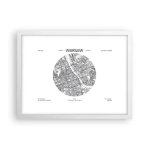Poster in einem weißen Rahmen - Anatomie von Warschau - 40x30 cm