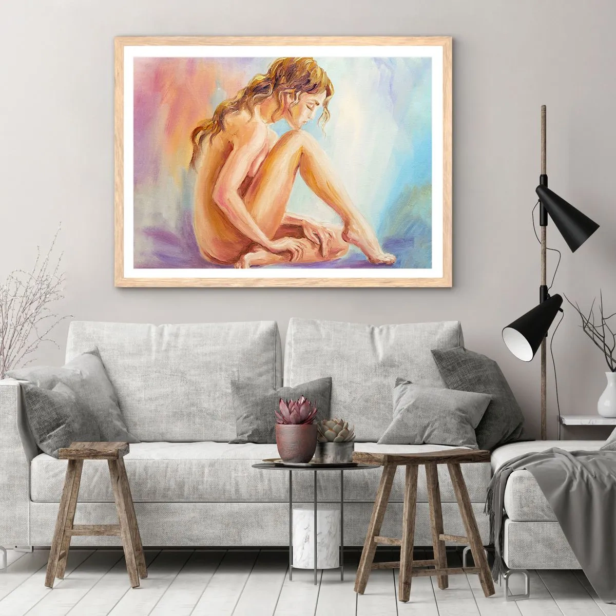 Poster in einem Rahmen aus heller Eiche - Akt der Jugend - 50x40 cm