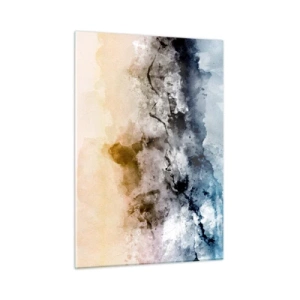 Glasbild - Bild auf glas - Abstrakte Landschaft in Pastelltönen mit Nebel - 50x70cm - In einer Nebelwolke ertrunken - Moderne Wanddekoration für Wohnzimmer und Schlafzimmer ARTTOR