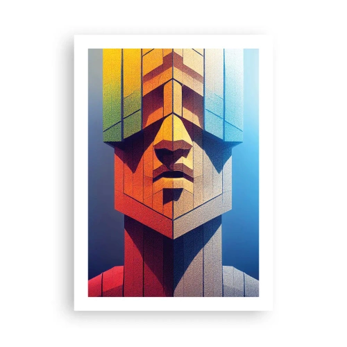 Poster - Ein monumentales Gesicht im geometrischen Stil - 50x70cm - Ein Mann mit Prinzipien - Moderne Wanddekoration für Wohnzimmer und Schlafzimmer ARTTOR