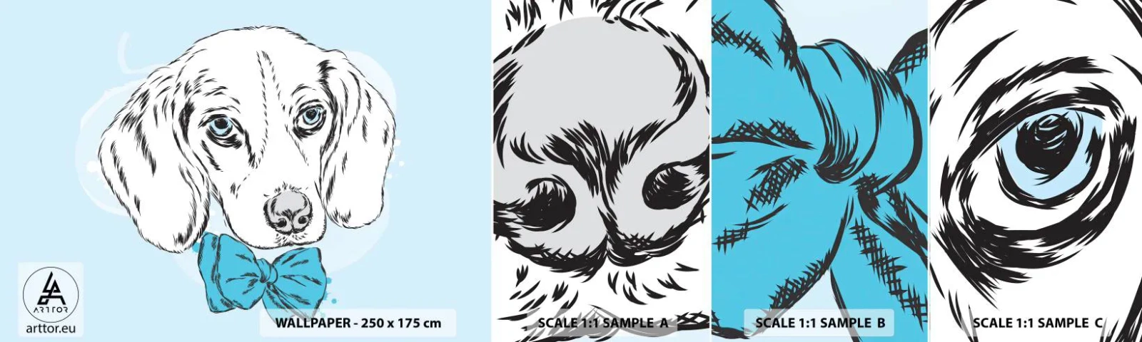 Fototapeten Muster Selbstklebend Deluxe Sticker - Hunde-Eleganz - Abstraktion, Hund, Für Kinder - 100x30 cm