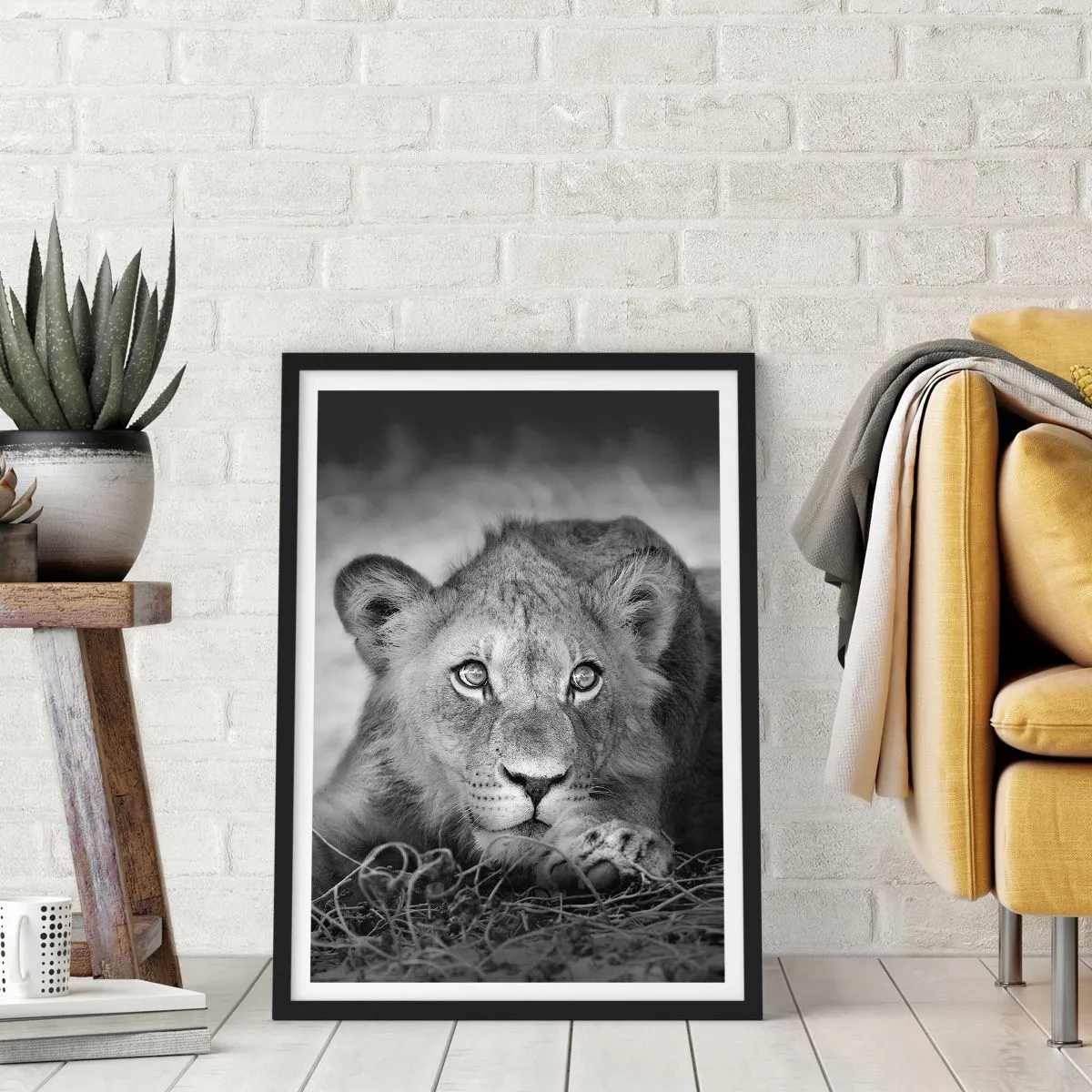 Poster in einem schwarzem Rahmen - Königlicher Welpe - 70x100 cm