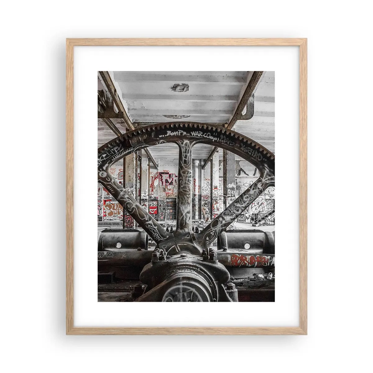 Poster in einem Rahmen aus heller Eiche - Das geheime Leben der Fabrik - 40x50 cm