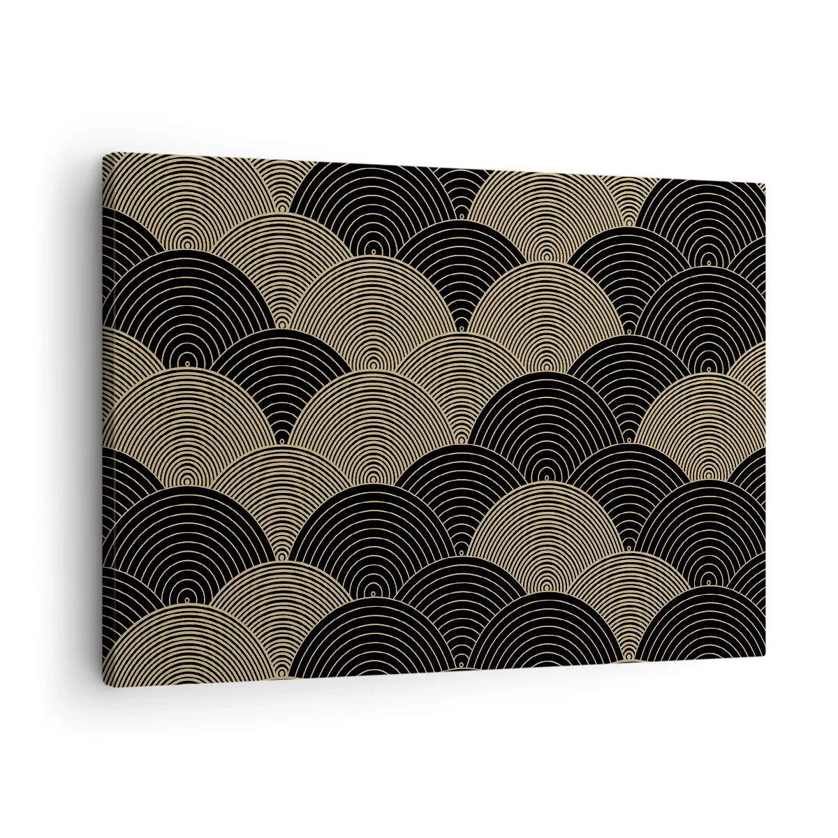 Bild auf Leinwand - Leinwandbild - Art-Deco-Muster mit Halbkreisen und goldenen Linien - 70x50cm - Einheit in der Vielfalt - Moderne Wanddekoration für Wohnzimmer und Schlafzimmer ARTTOR