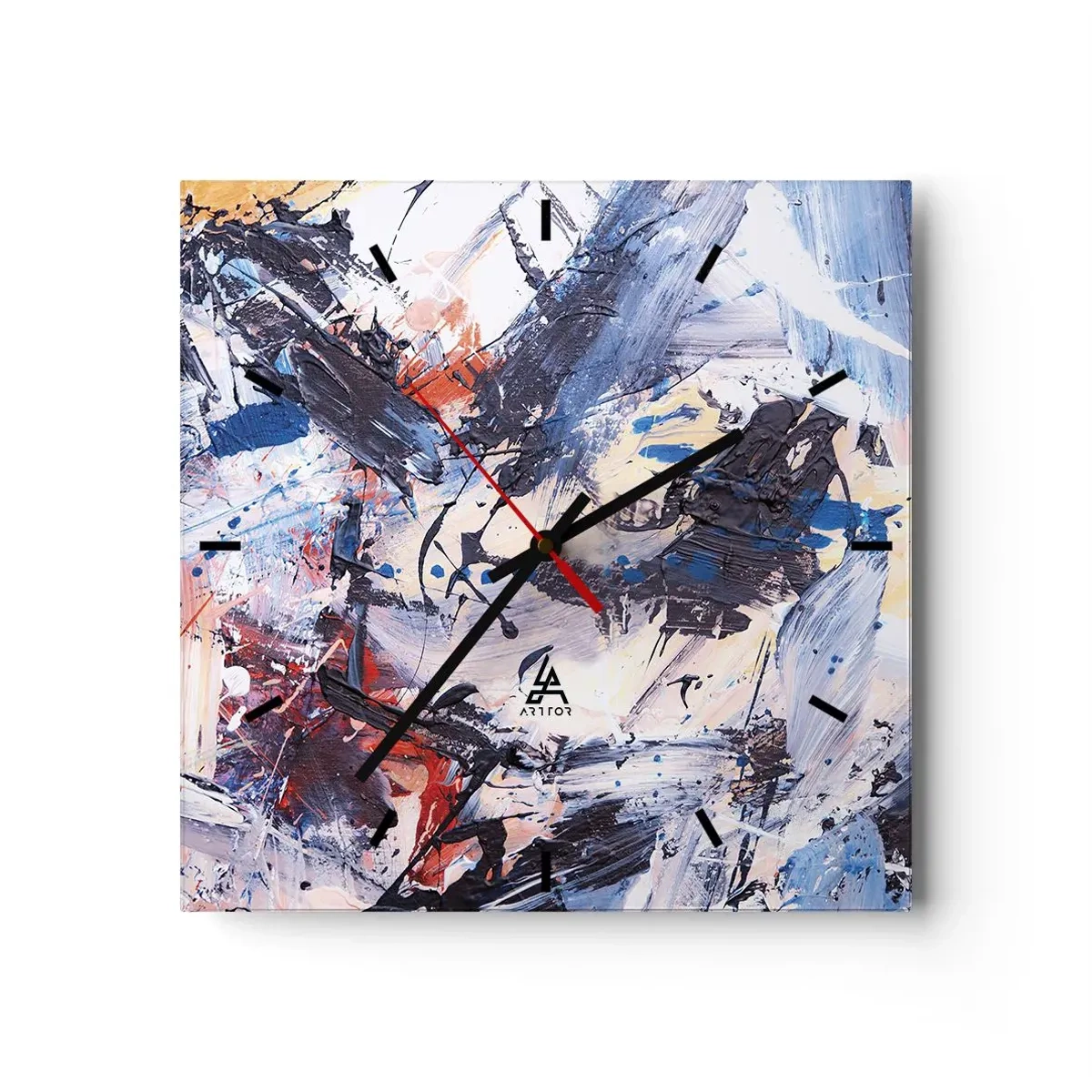 Wanduhr - Glasuhr - Verrückter Tanz der Abstraktion - 40x40 cm