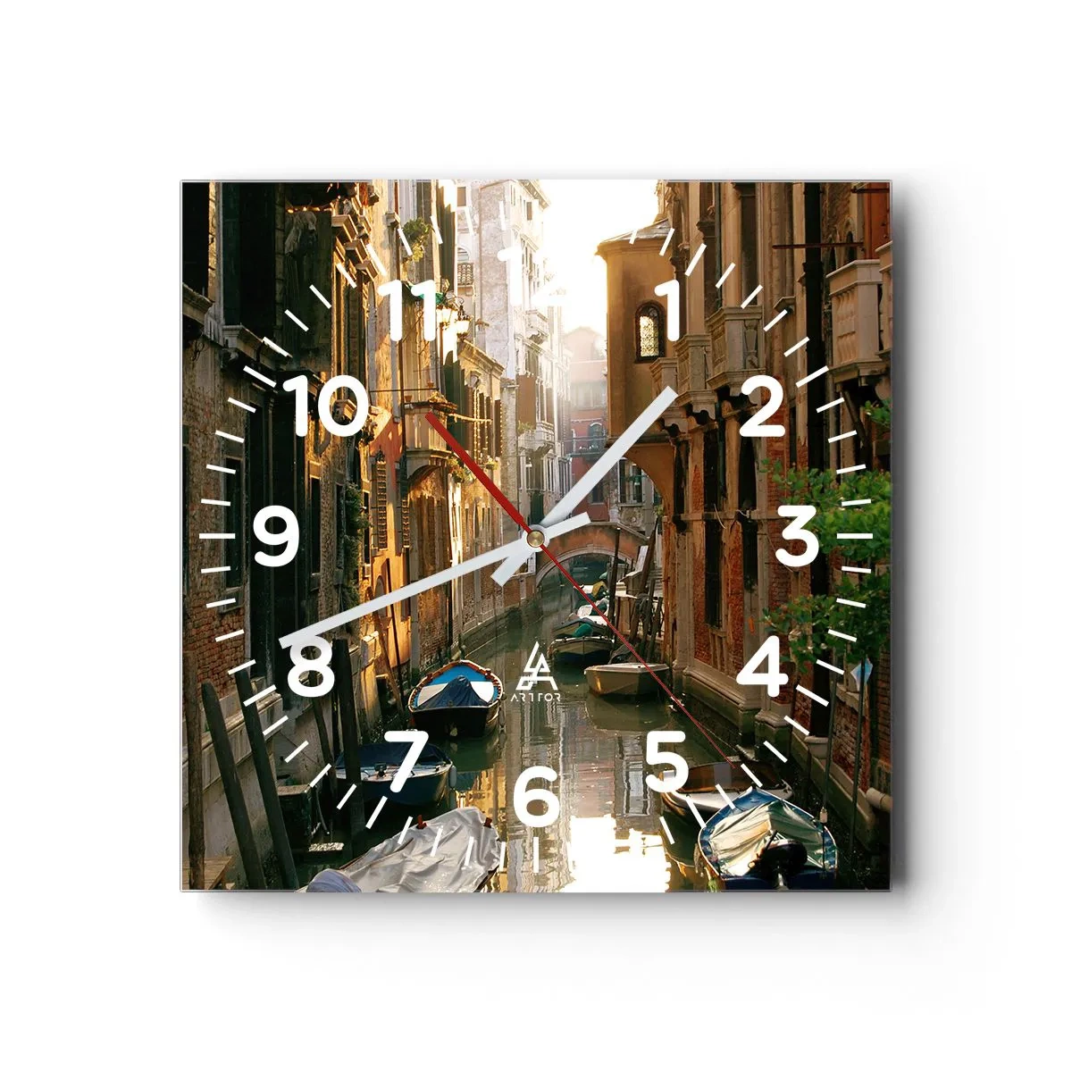 Wanduhr - Glasuhr - In einer venezianischen Gasse - 40x40 cm