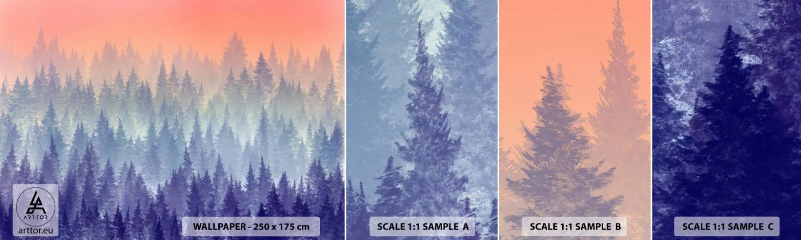 Fototapeten Muster Selbstklebend Deluxe Sticker - Hoch, höher, zum Himmel - Abstraktion, Wald, Stück - 100x30 cm