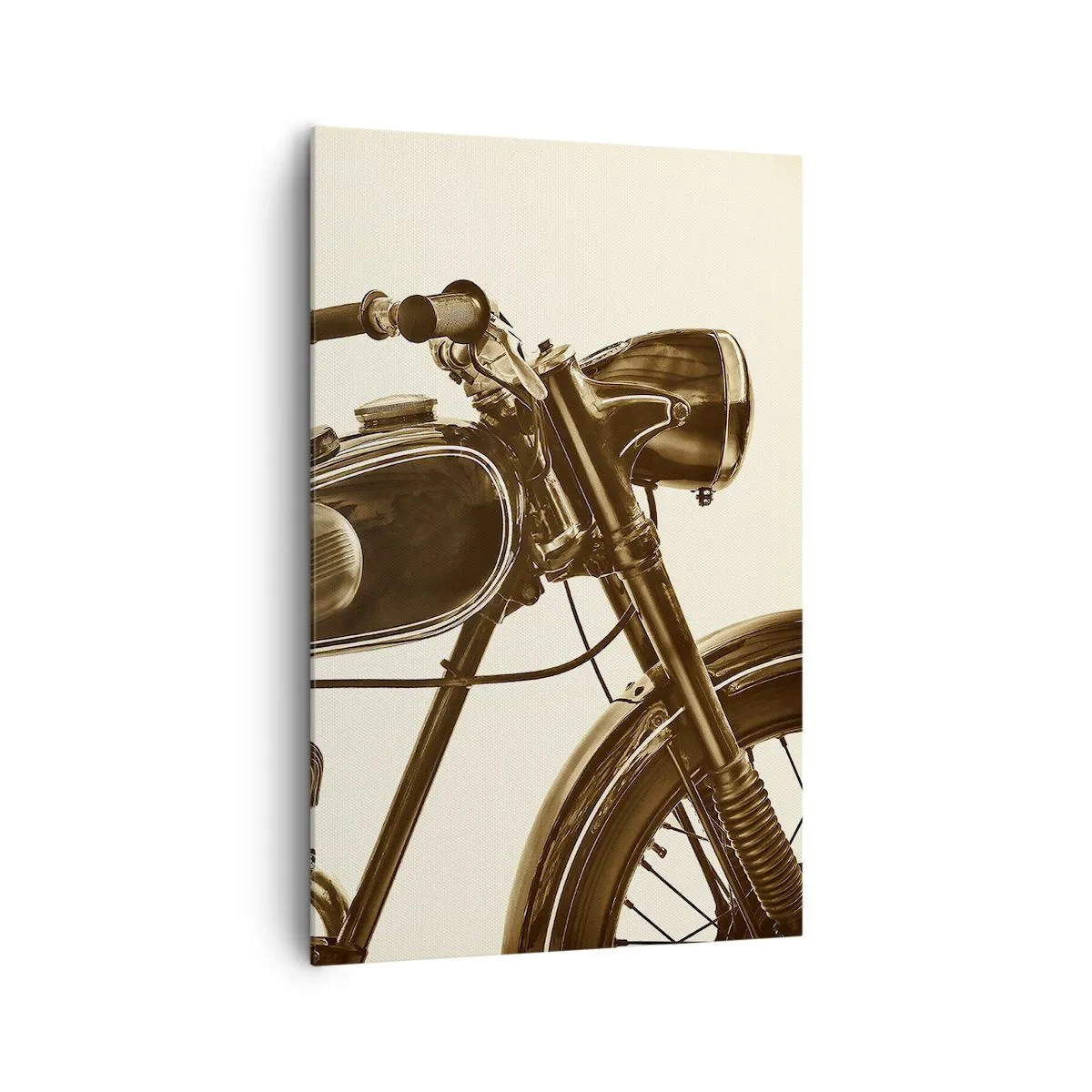 Bild auf Leinwand - Leinwandbild - Ein Vintage-Retro-Motorrad auf hellem Hintergrund - 80x120cm - Sehnsucht nach den Klassikern - Moderne Wanddekoration für Wohnzimmer und Schlafzimmer ARTTOR