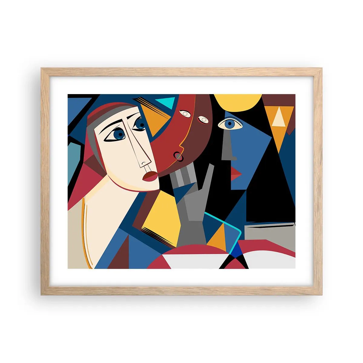 Poster in einem Rahmen aus heller Eiche - Gespräch zwischen Kubisten - 50x40 cm