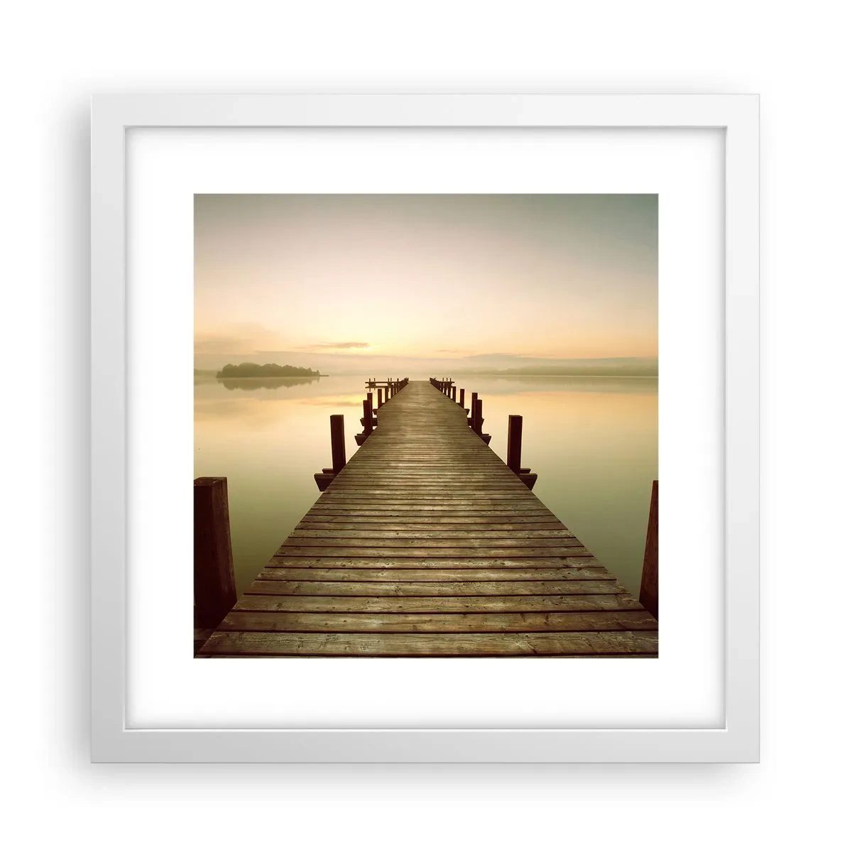 Poster in einem weißen Rahmen - Tagesanbruch, Morgendämmerung, Licht - 30x30 cm