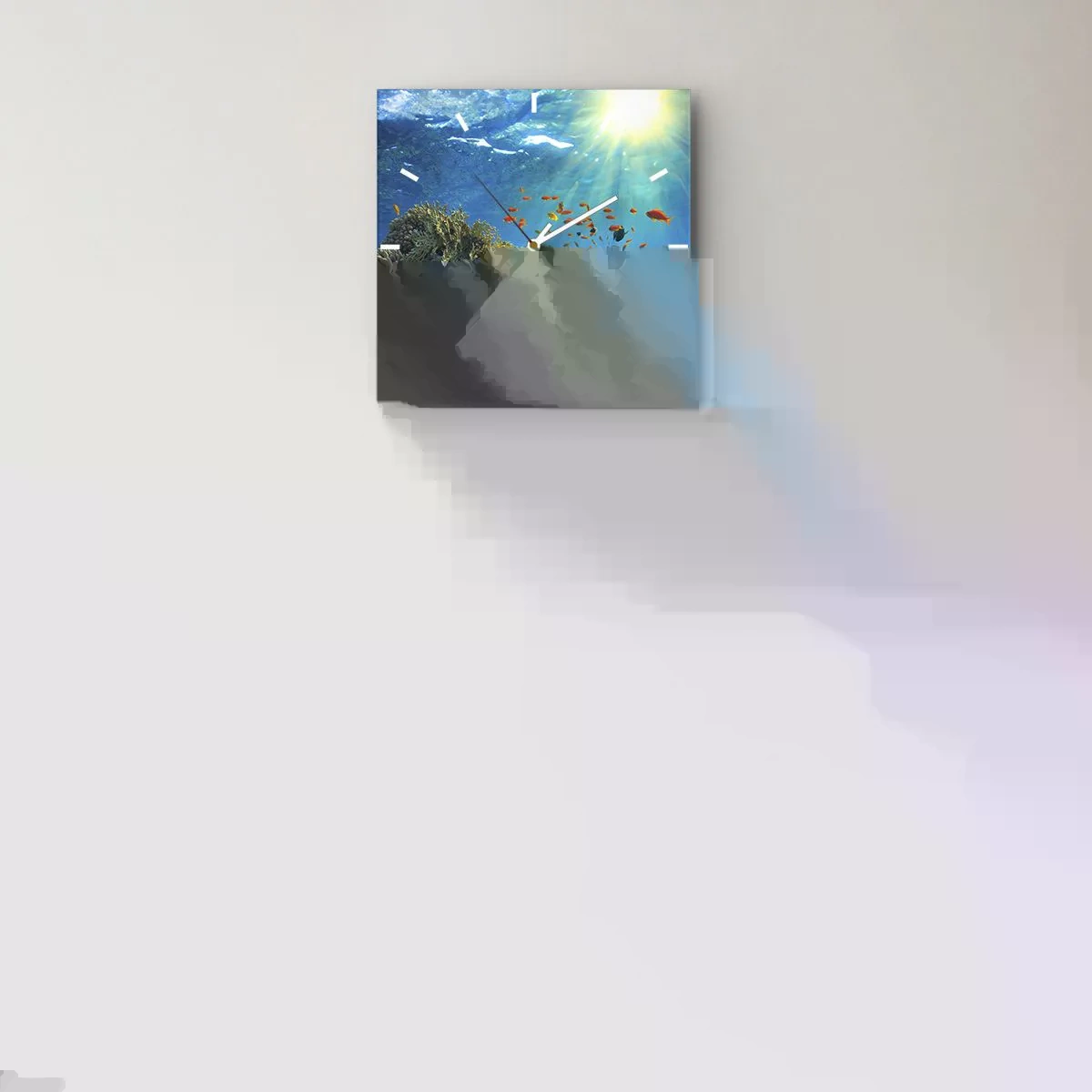 Wanduhr - Glasuhr - Unterwasserschätze - 40x40 cm