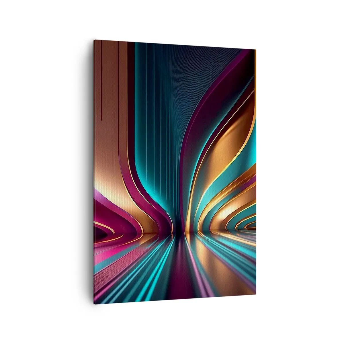 Bild auf Leinwand - Leinwandbild - Futuristische Abstraktion mit intensiven Farben und Kurven - 70x100cm - Architektur des Lichts - Moderne Wanddekoration für Wohnzimmer und Schlafzimmer ARTTOR