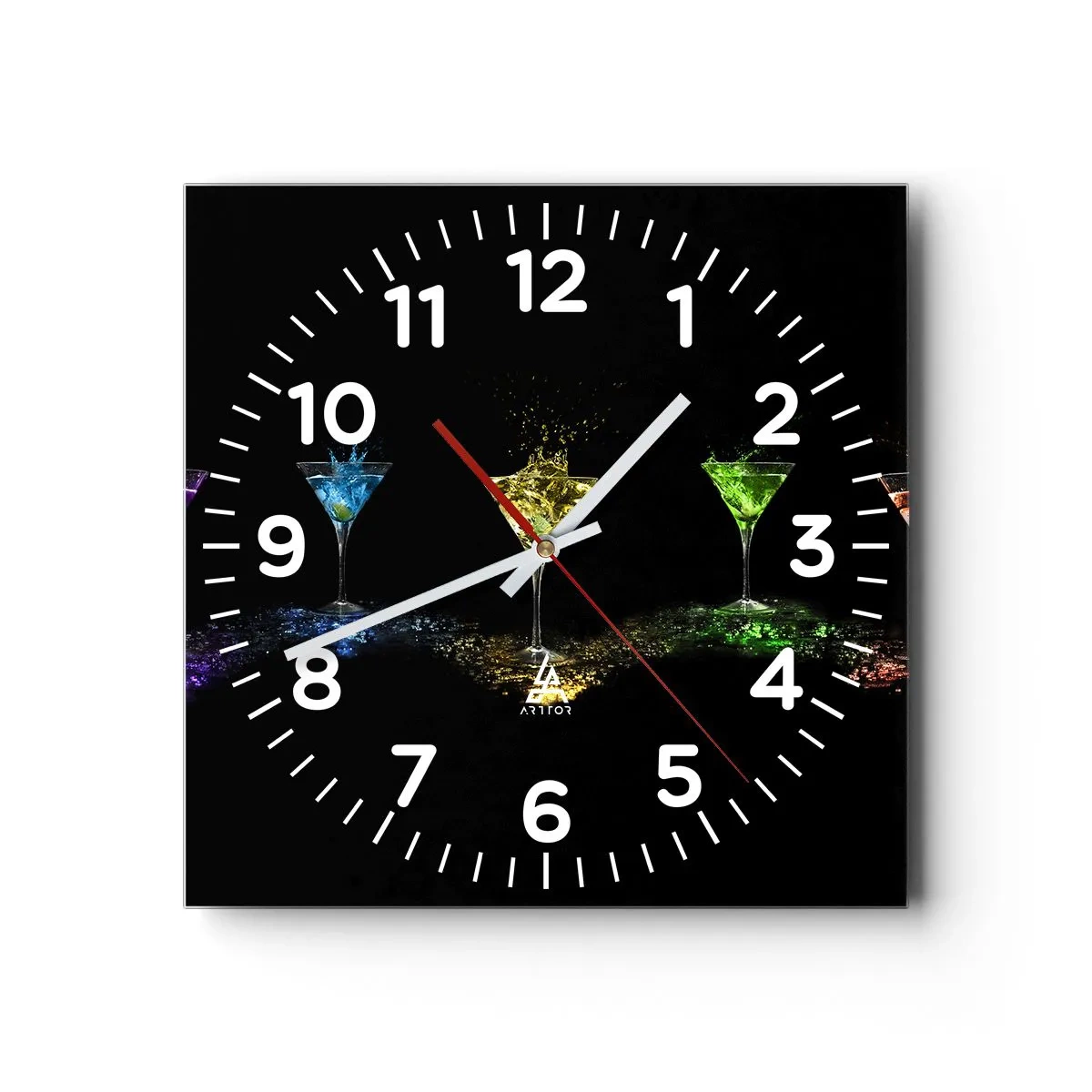 Wanduhr - Glasuhr - Farben der Freude in Kristallglas - 30x30 cm