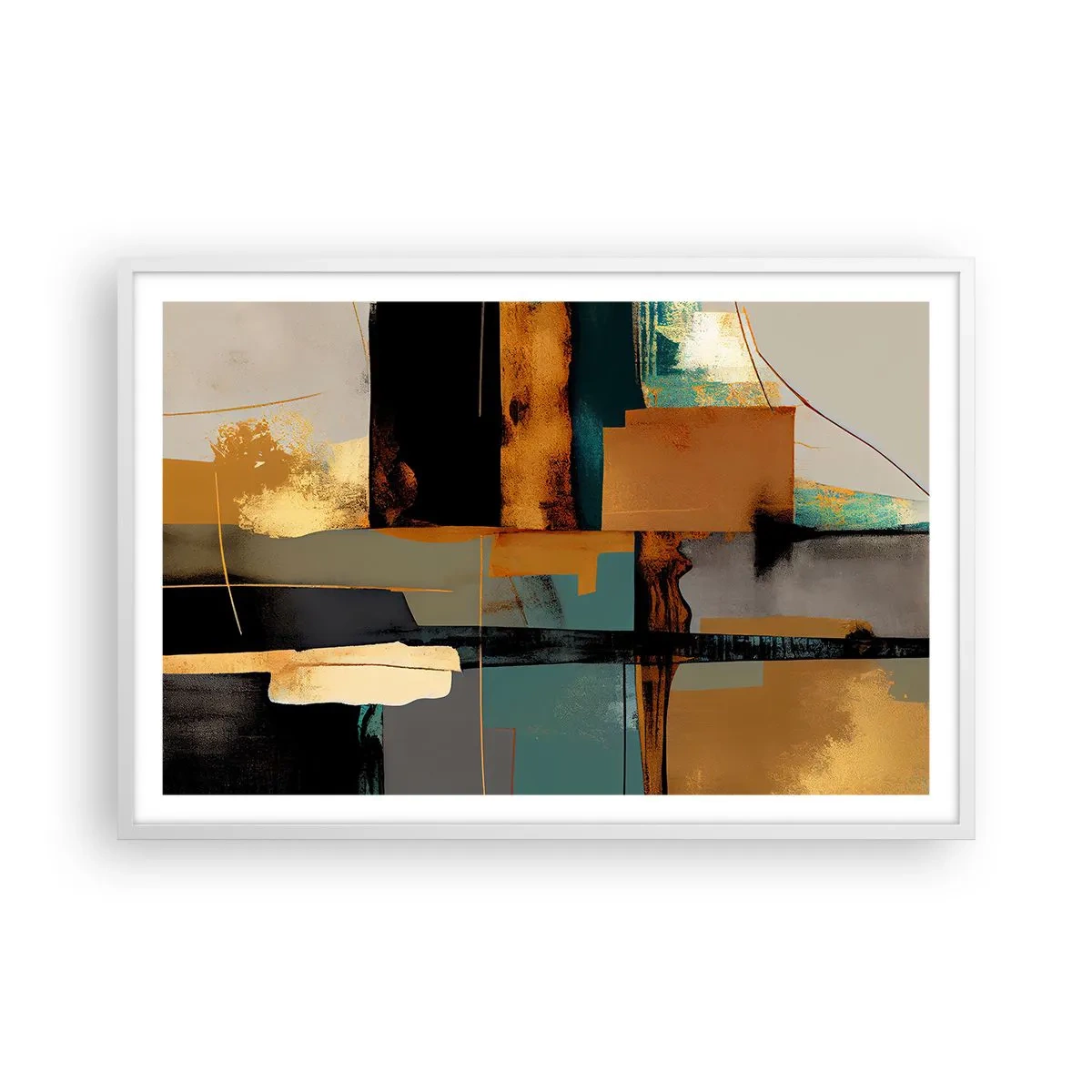 Poster in einem weißen Rahmen - Abstraktion – Licht und Schatten - 91x61 cm