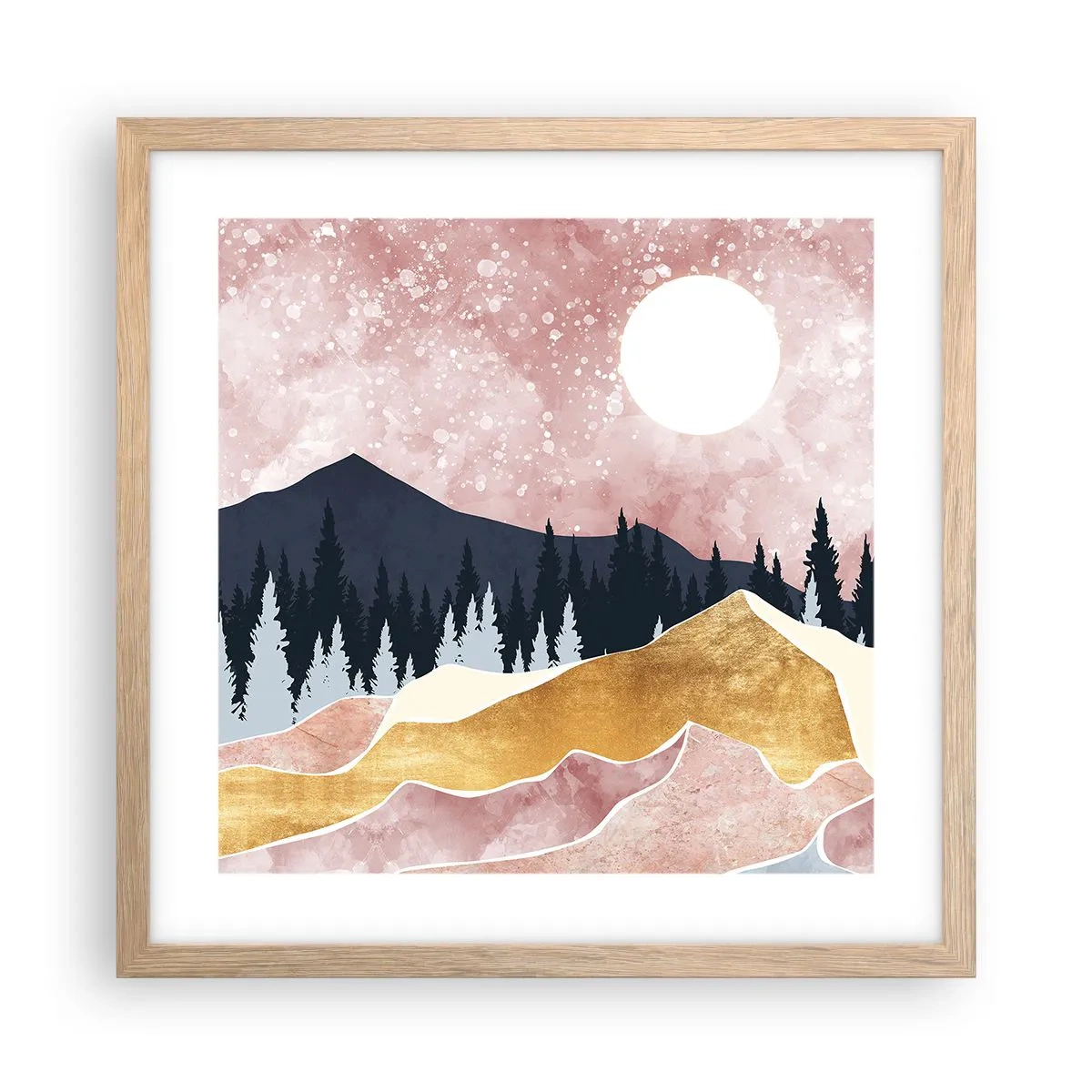 Poster in einem Rahmen aus heller Eiche - Nachtwache - 40x40 cm