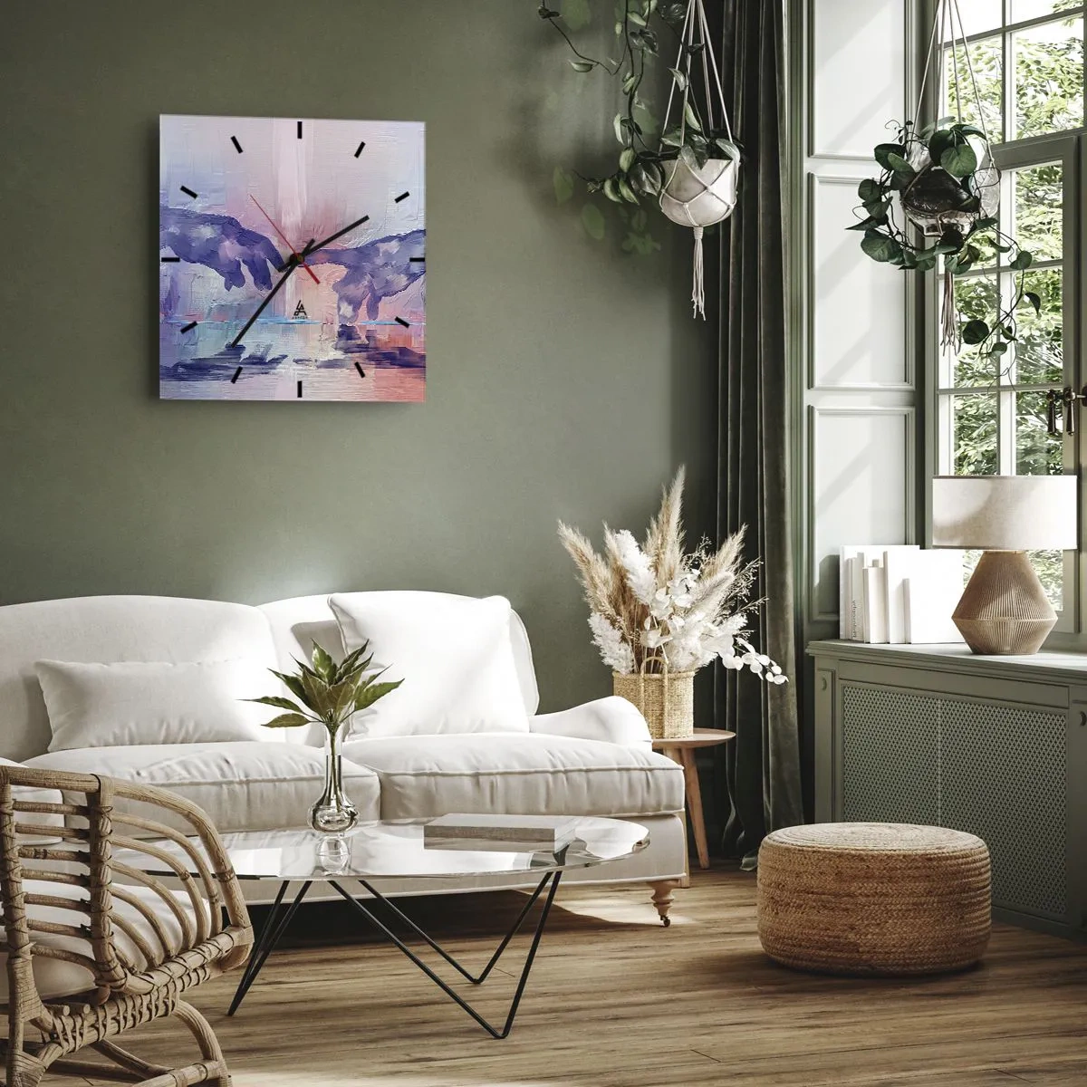 Wanduhr - Glasuhr - Göttlicher Funke des Lebens - 40x40 cm