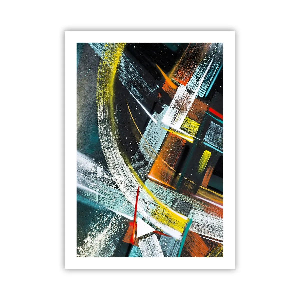 Poster - Abstraktion in intensiven Farben mit geometrischen Formen - 50x70cm - Energie der Bewegung - Moderne Wanddekoration für Wohnzimmer und Schlafzimmer ARTTOR