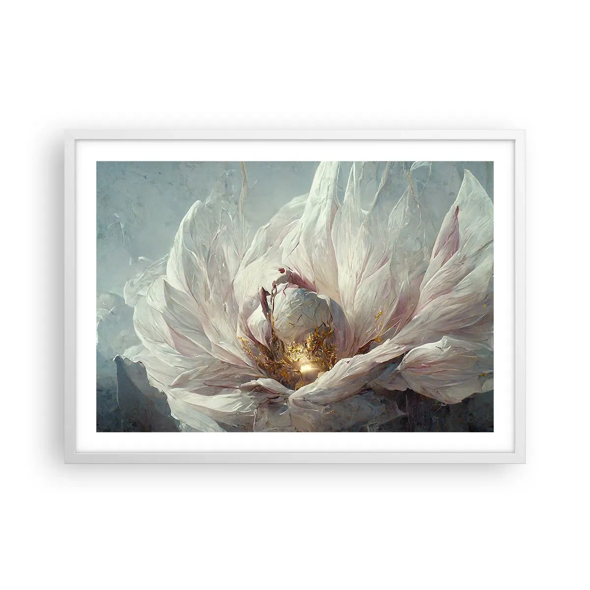 Poster in einem weißen Rahmen - Sie blüht alle hundert Jahre einmal - 70x50 cm