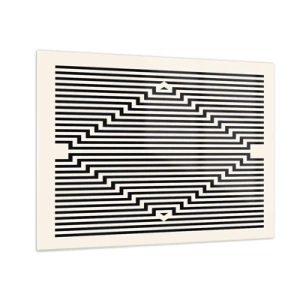Glasbild - Bild auf glas - Ein faszinierendes Muster aus schwarzen und weißen Linien, das eine Illusion erzeugt - 70x50cm - Geometrische Illusion - Moderne Wanddekoration für Wohnzimmer und Schlafzimmer ARTTOR