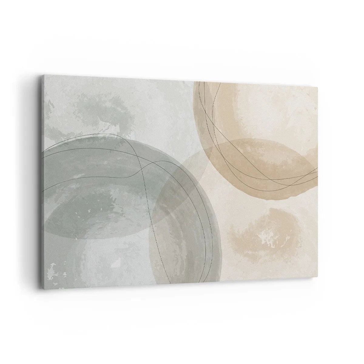 Bild auf Leinwand - Leinwandbild - Abstrakte Komposition in Pastellfarben mit Linien - 120x80cm - Welten durchdringen - Moderne Wanddekoration für Wohnzimmer und Schlafzimmer ARTTOR