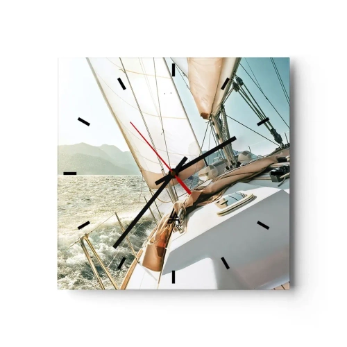 Wanduhr - Glasuhr - Unter vollen Segeln - 40x40 cm