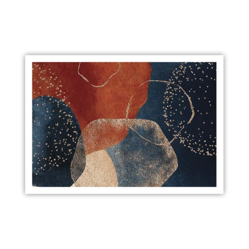 Poster - Abstrakte Formen in Rot- und Blautönen - 100x70cm - Die Leichtigkeit des Seins - Moderne Wanddekoration für Wohnzimmer und Schlafzimmer ARTTOR