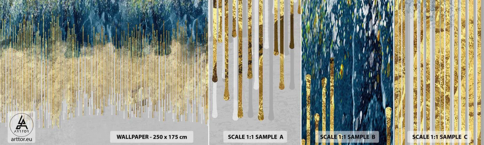 Fototapeten Muster Selbstklebend Deluxe Sticker - Vergoldete Grenze - Stück, Art Deco, Zeitgenössisch - 100x30 cm