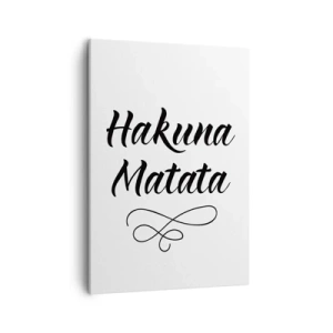 Bild auf Leinwand - Leinwandbild - Hakuna Matata-Zitat in eleganter Schriftart auf weißem Hintergrund - 50x70cm - Bester Ratschlag - Moderne Wanddekoration für Wohnzimmer und Schlafzimmer ARTTOR