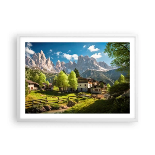 Poster in einem weißen Rahmen - Alpenidylle - 70x50 cm