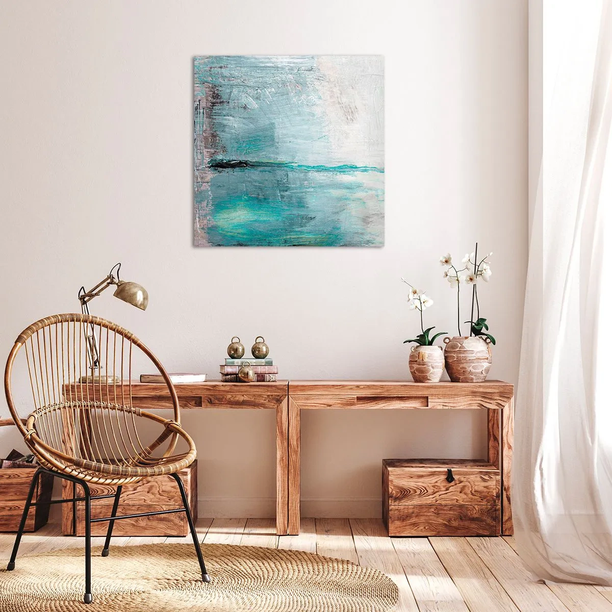 Bild auf Leinwand - Leinwandbild - Horizontal in Blau - 40x40 cm