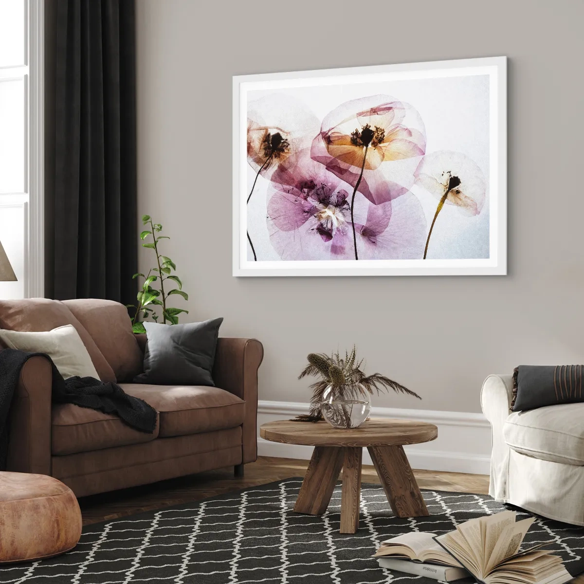 Poster in einem weißen Rahmen - Transparente Körperblumen - 40x30 cm