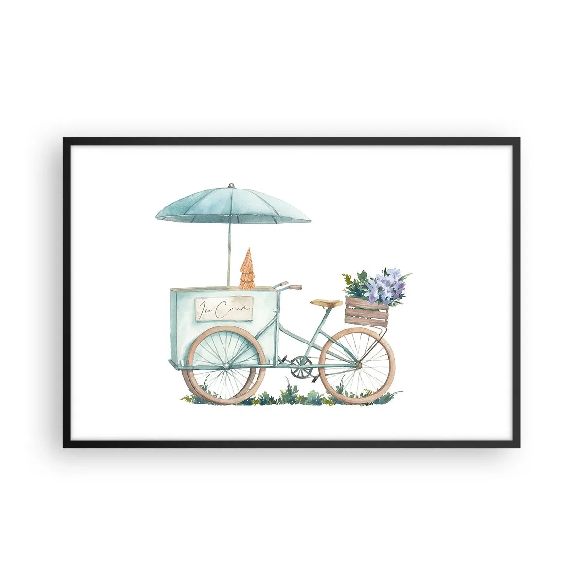 Poster in einem schwarzem Rahmen - Süße Erinnerung an den Sommer - 91x61 cm