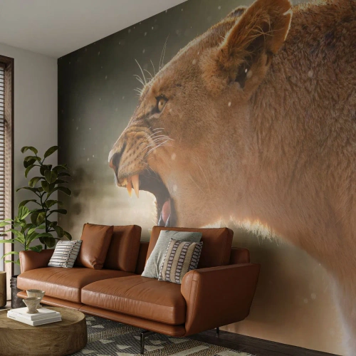 Fototapete Premium Canvas - Versuch, nicht zuzuhören - Tiere, Löwe, Afrika - 450x315 cm