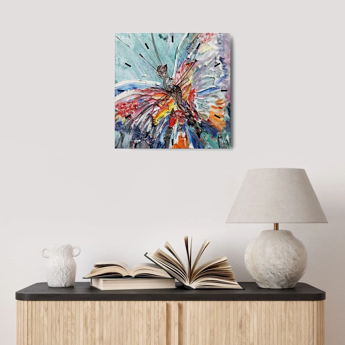 Wanduhr - Glasuhr - Von der Natur gemalt - 40x40 cm